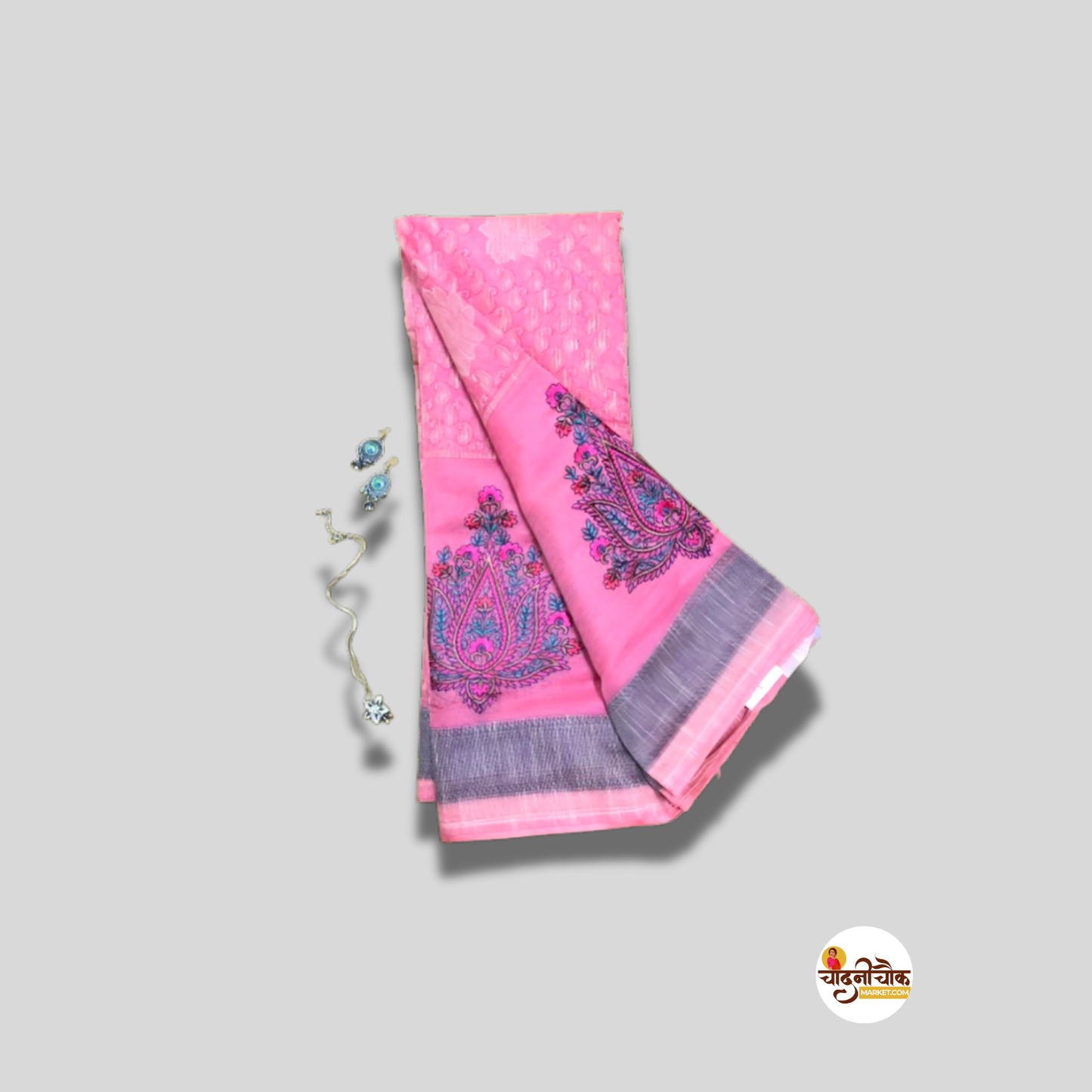 Pastel Persian Pink Cotton-Mix Saree with Blouse – 20% Off