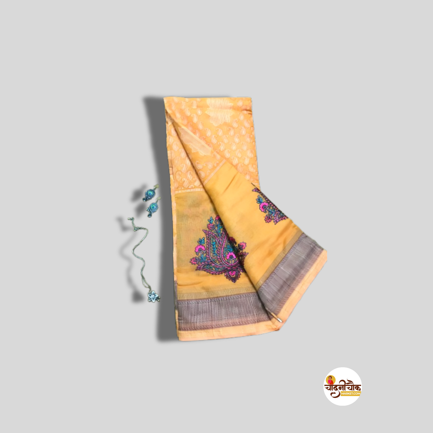 Pastel Apricot Cotton-Mix Saree with Blouse – 20% Off